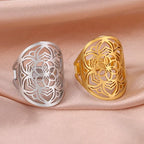 Anillo Mandala Mujer Anillo Flor oro