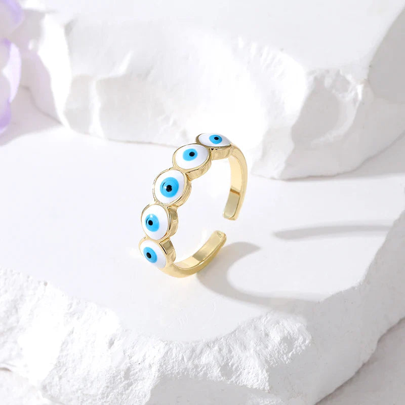 Anillo Ojo Turco Azul Malvado blanco