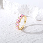 Anillo Ojo Turco Azul Malvado Rosa