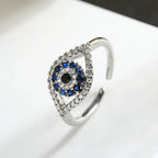 Anillo Ojo Turco Azul Zirconia plata