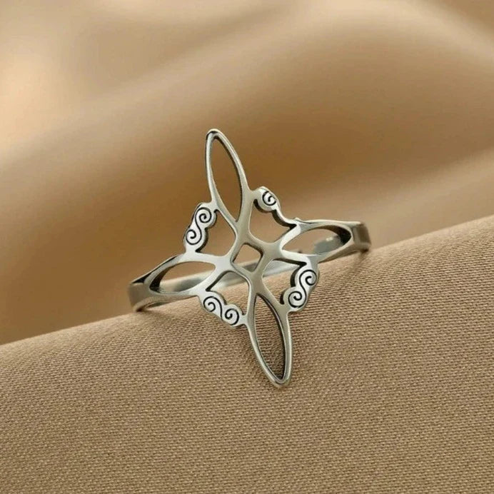 Anillo Nudo de Bruja Fino Plata