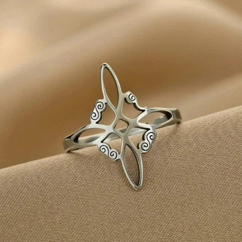 Anillo Nudo de Bruja Fino Plata