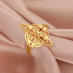 Anillo Nudo de Bruja Protección Anillo Mujer Wicca oro