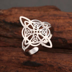 Anillo Nudo de Bruja Protección Anillo Mujer Wicca plata