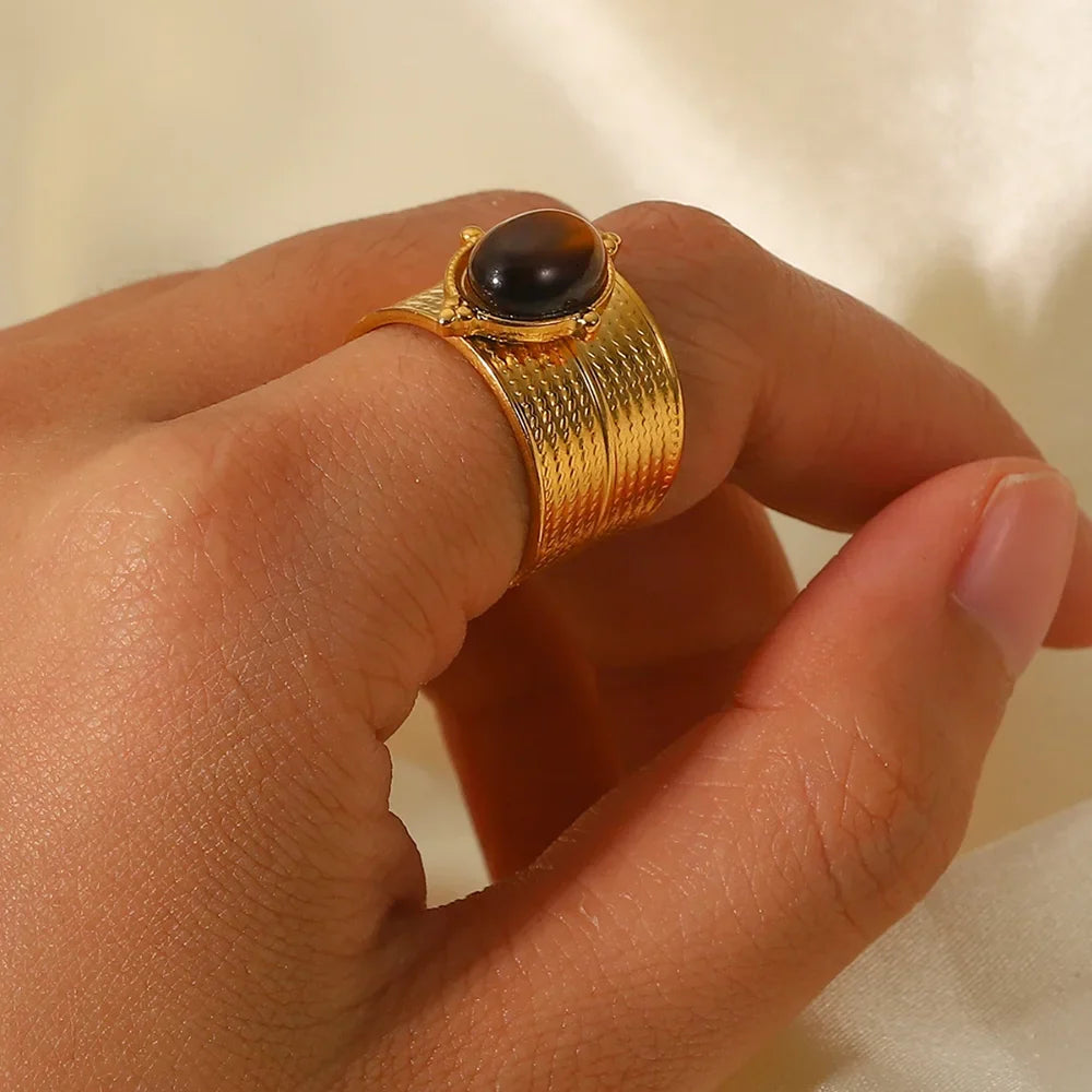 Anillo Ojo de Tigre Mujer Oro