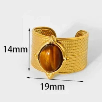 Anillo Ojo de Tigre Mujer Oro