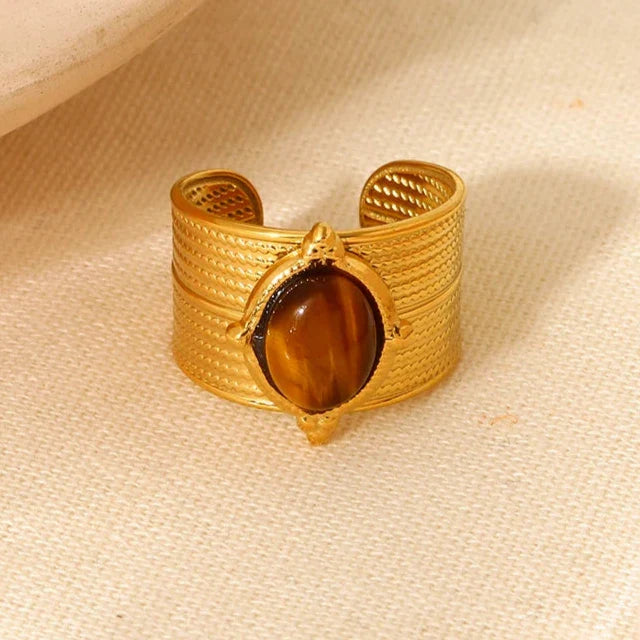 Anillo Ojo de Tigre Mujer Oro