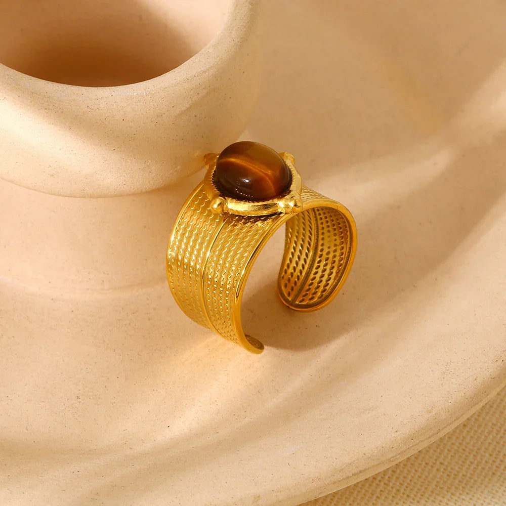 Anillo Ojo de Tigre Mujer Oro