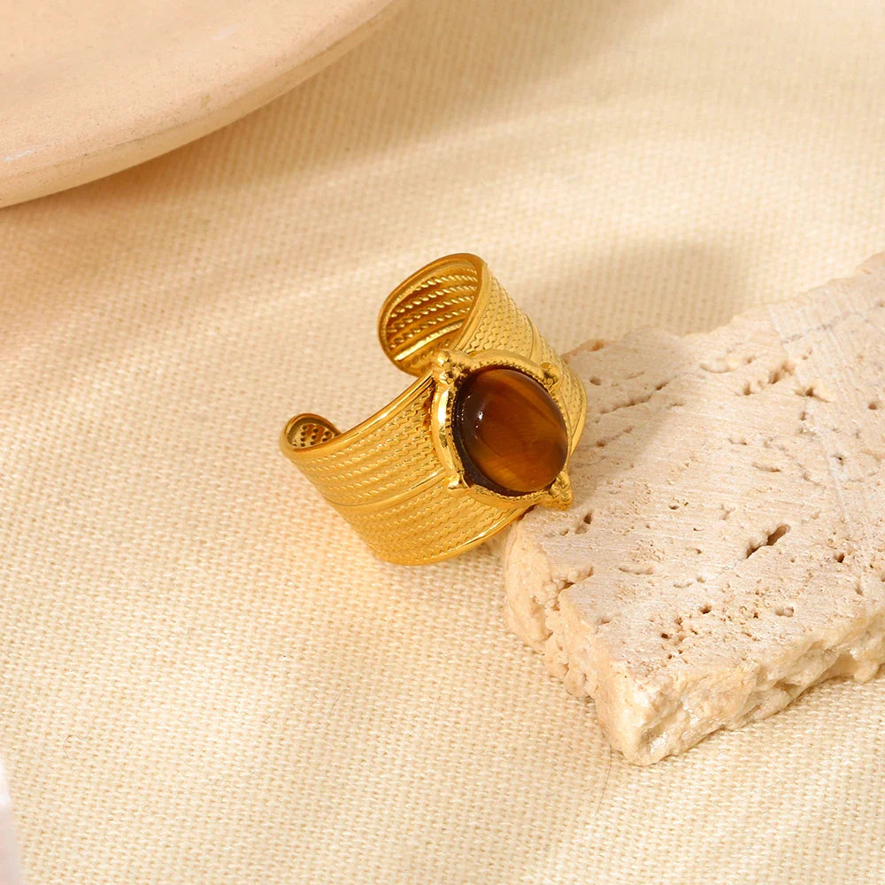 Anillo Ojo de Tigre Mujer Oro