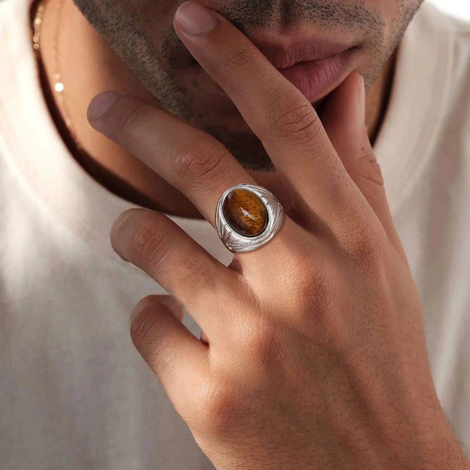 Anillo Ojo de Tigre Hombre