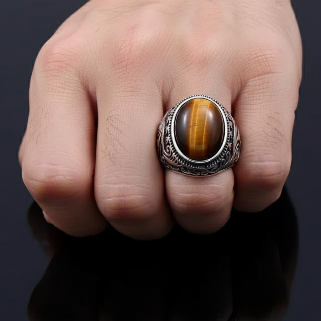 Anillo Ojo de Tigre Hombre