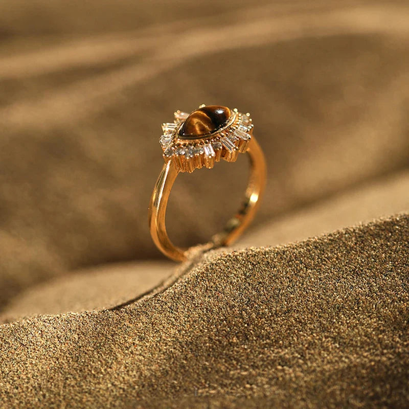 Anillo Oro Ojo de Tigre Mujer