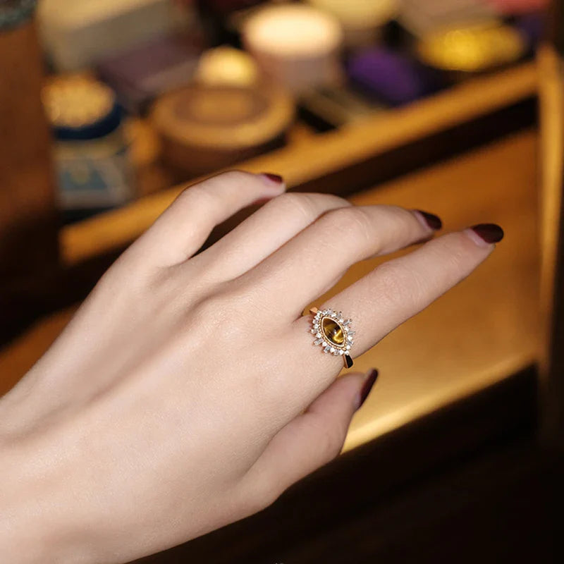 Anillo Oro Ojo de Tigre Mujer