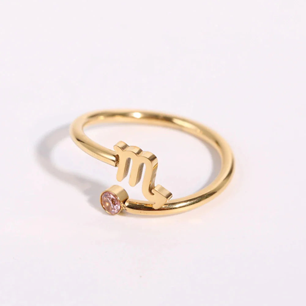 Anillo de Oro Signo del Zodiaco 12 Constelaciones escorpio