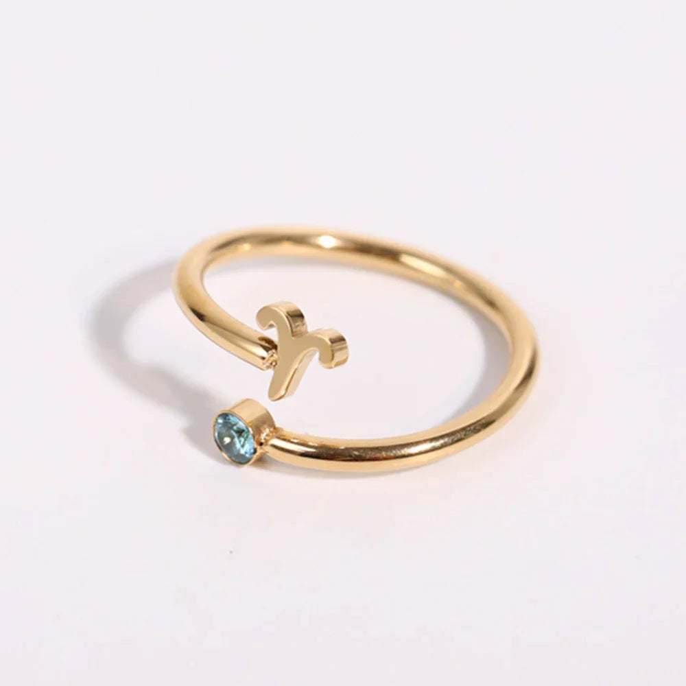 Anillo de Oro Signo del Zodiaco 12 Constelaciones aries