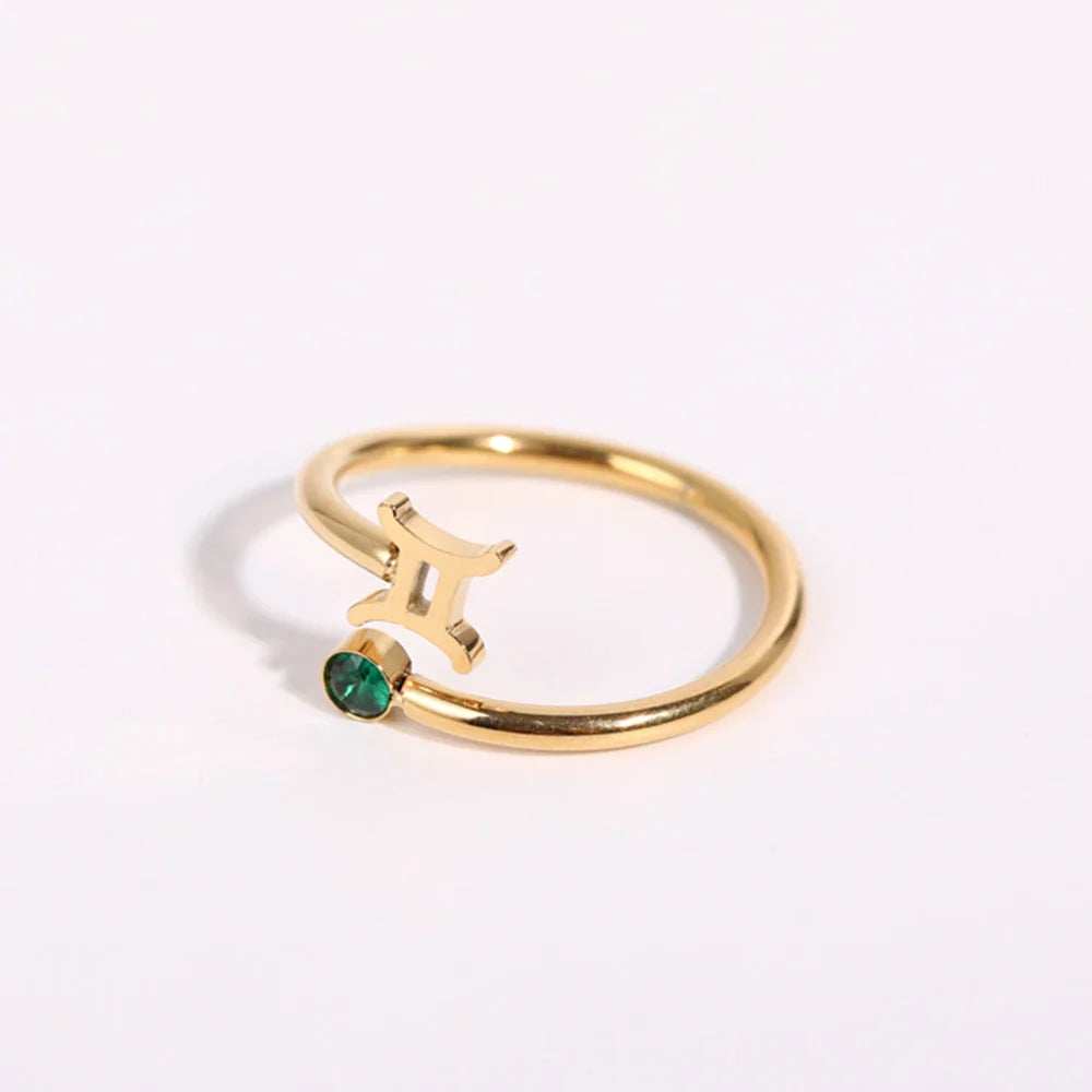 Anillo de Oro Signo del Zodiaco 12 Constelaciones piscis