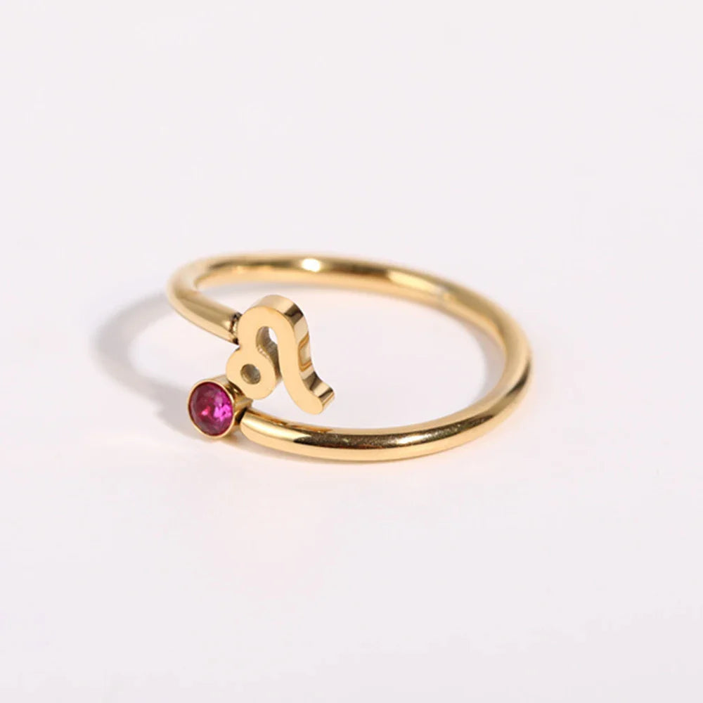 Anillo de Oro Signo del Zodiaco 12 Constelaciones leo