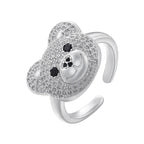 Anillo Oso Piedra Plata Y Blanco