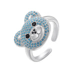 Anillo Oso Piedra Plata Y Azul