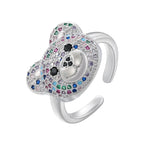 Anillo Oso Piedra Plata Y Multicolor