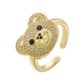 Anillo Oso Piedra Oro Y Blanco