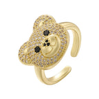 Anillo Oso Piedra Oro Y Blanco
