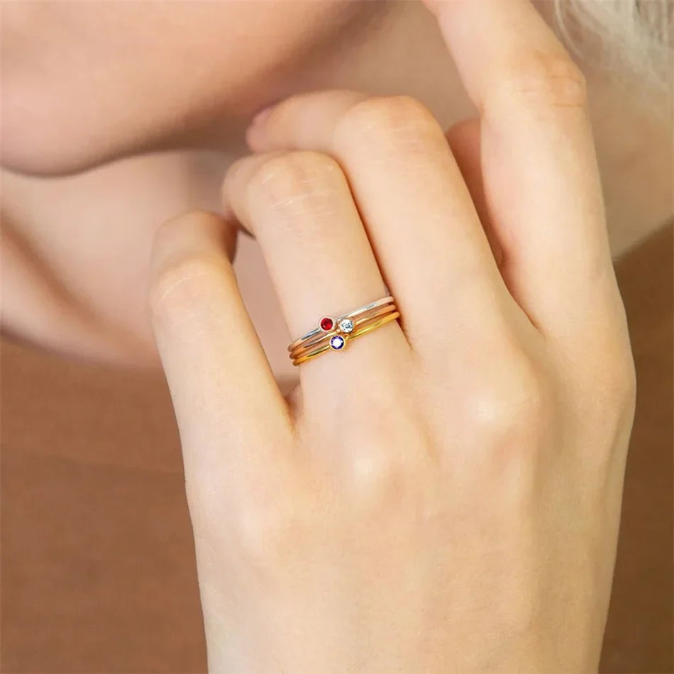 Anillo Piedra de Nacimiento Plata y Oro