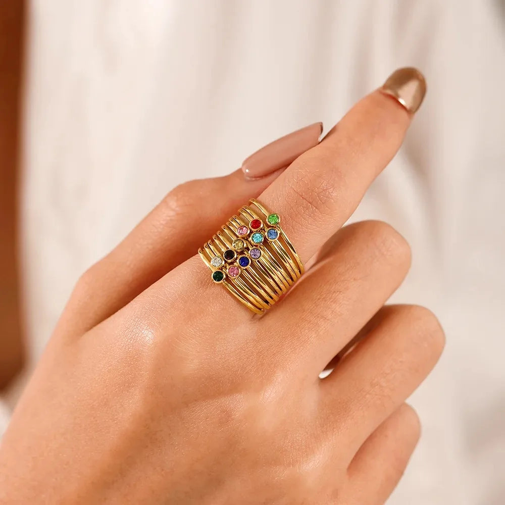 Anillo Piedra de Nacimiento Plata y Oro