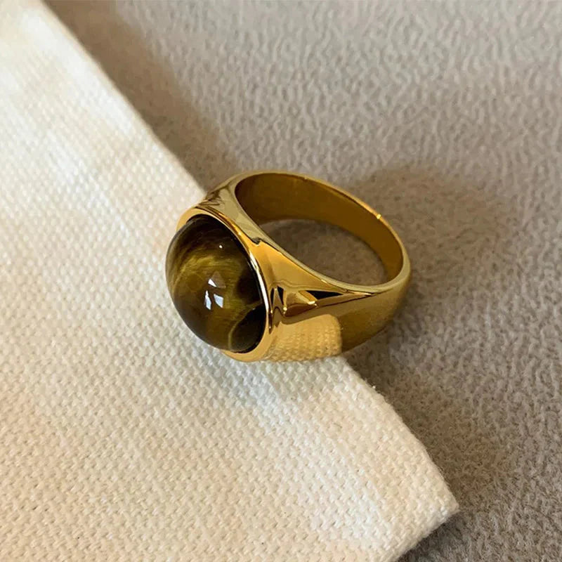 Anillo Piedra Ojo de Tigre Oro estilo B