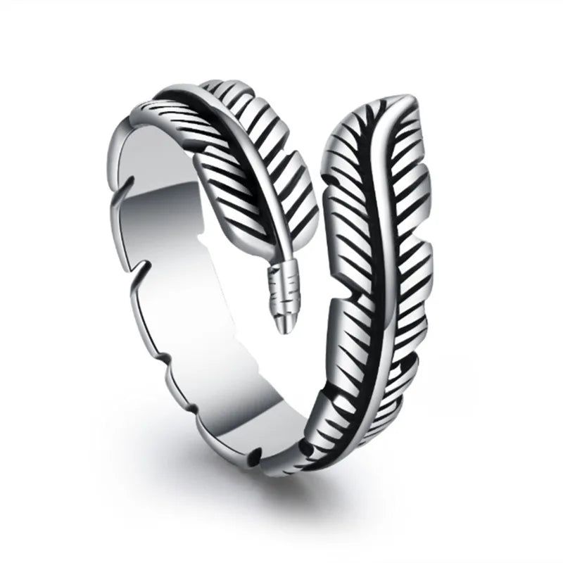 Anillo Pluma Plateado para Mujer