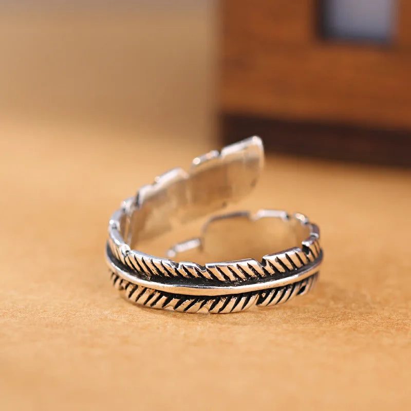 Anillo Pluma Plateado para Mujer