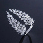Anillo Pluma en Zirconio plata