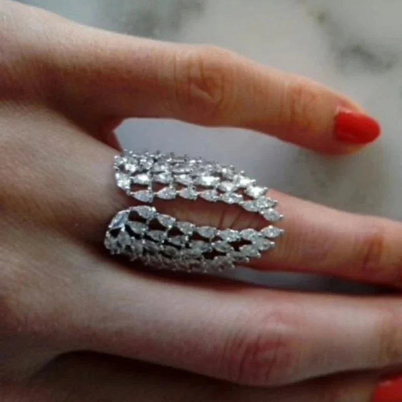 Anillo Pluma en Zirconio plata