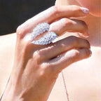Anillo Pluma en Zirconio plata
