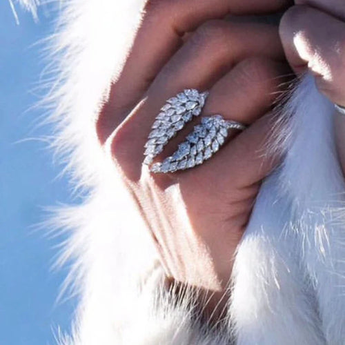 Anillo Pluma en Zirconio plata