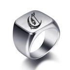 Bague pour homme argentée initiale - lettre