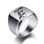 Bague pour homme argentée initiale - lettre
