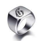 Bague pour homme argentée initiale - lettre