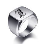 Bague pour homme argentée initiale - lettre