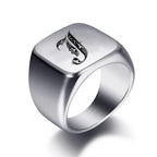 Bague pour homme argentée initiale - lettre
