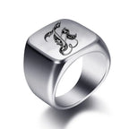 Bague pour homme argentée initiale - lettre