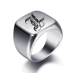 Bague pour homme argentée initiale - lettre