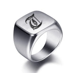 Bague pour homme argentée initiale - lettre