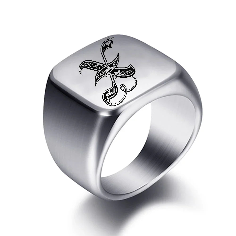 Bague pour homme argentée initiale - lettre