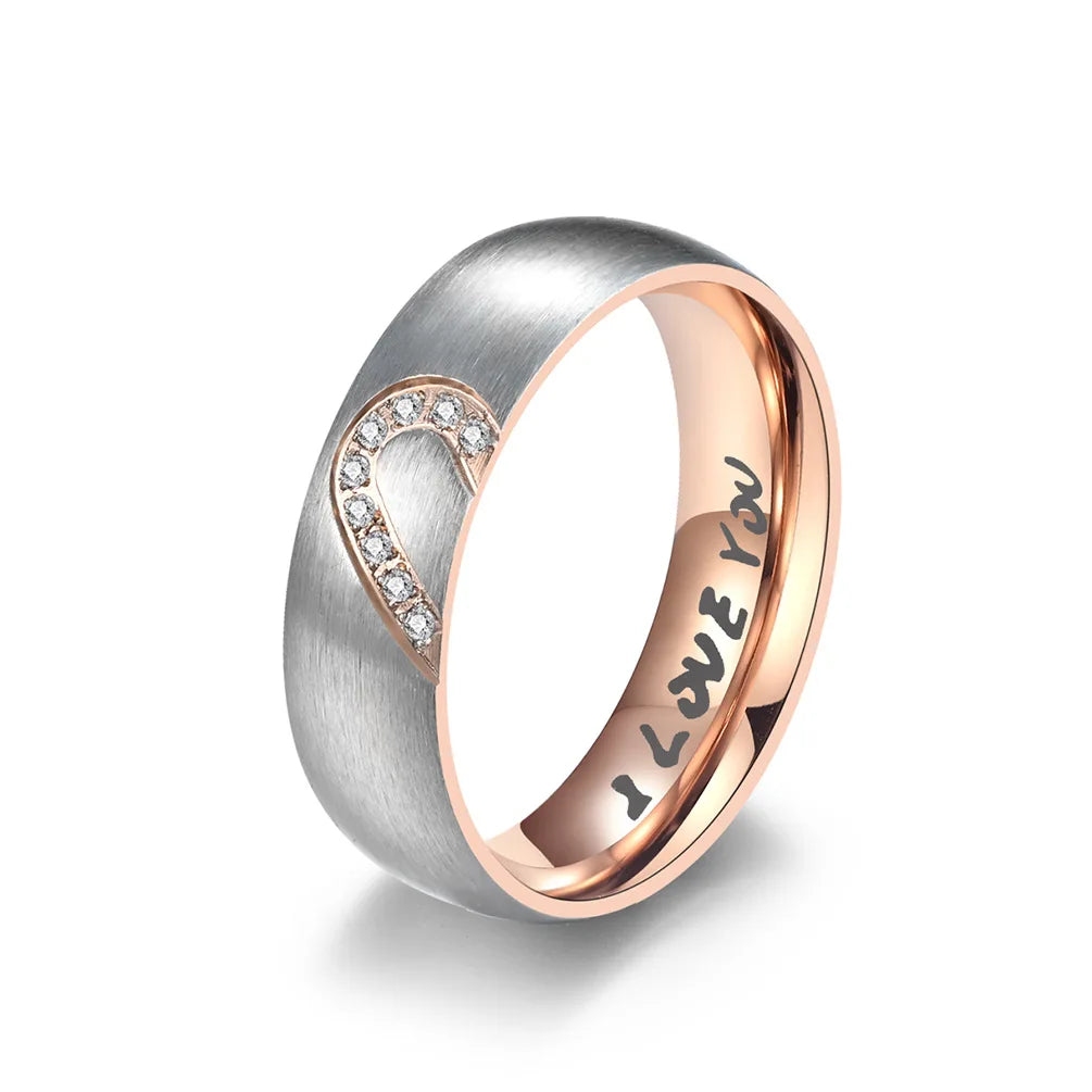 Anillo Prueba de Amor "I Love You" con Corazón Negro o Cristal oro rosa