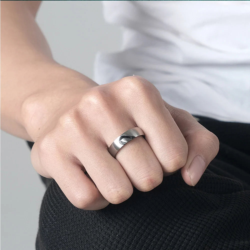 Anillo Prueba de Amor "I Love You" con Corazón Negro o Cristal negro