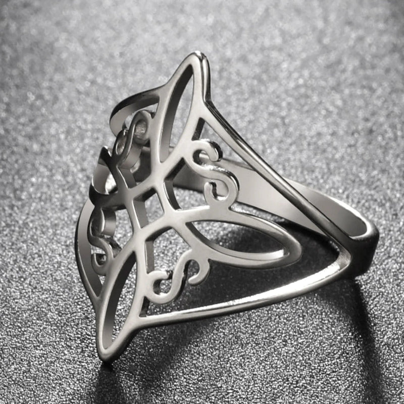Anillo de Protección Nudo de Bruja Anillo Hombre Mujer Wicca plata