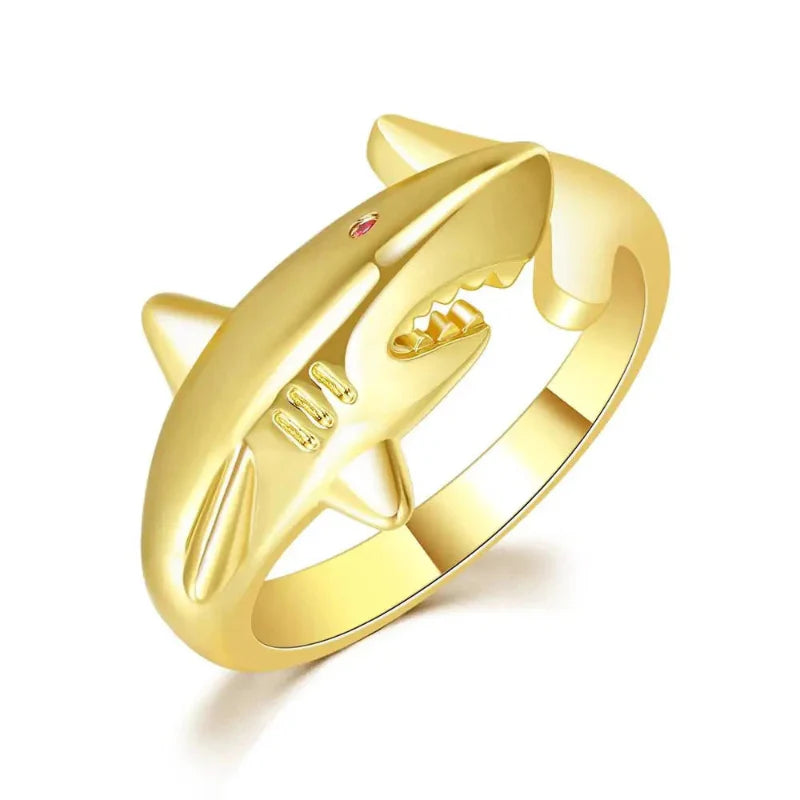 Anillo Tiburón con Circonio oro