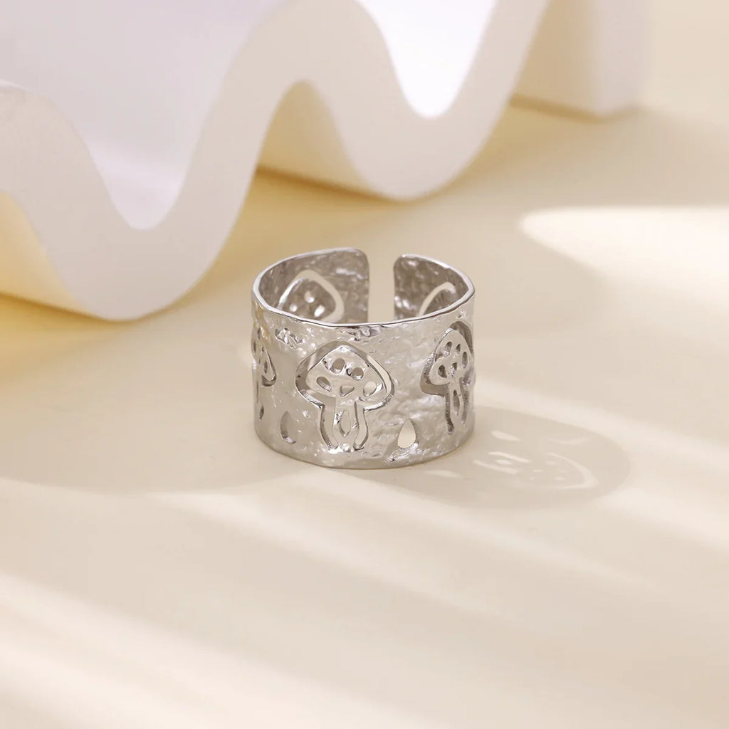 Anillo Retro con Champiñones plata