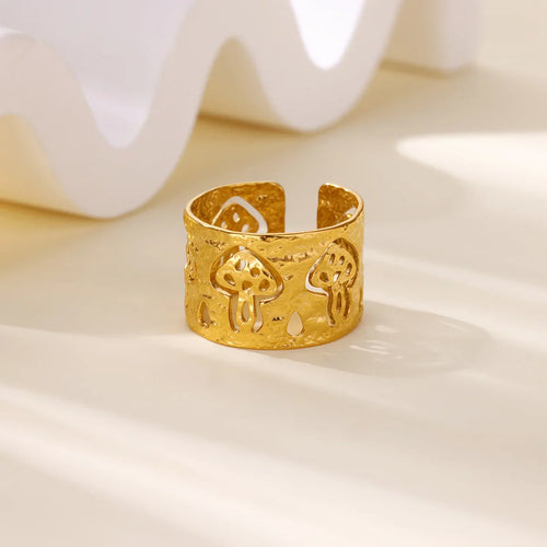 Anillo Retro con Champiñones oro